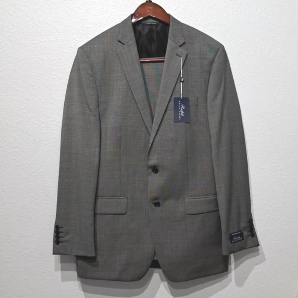 Ralph Lauren 100% Flat Front Solid Wool Suit